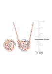 2.5 ct. t.w. Morganite and 1/5 ct. t.w. Diamond Swirl Halo Necklace and Stud Earrings Set in 10K Rose Gold