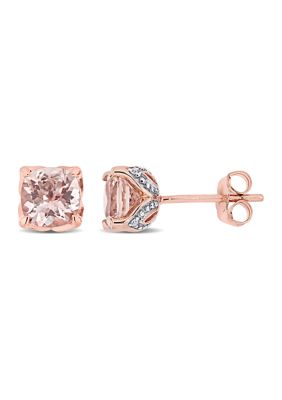 Belk & Co 1.88 Ct. T.w. Morganite And Diamond Accent Stud Earrings In 10K Rose Gold