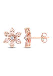 3 ct. t.w. Morganite and Diamond Accent Floral Stud Earrings in 10k Rose Gold