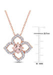 Morganite and White Topaz Floral Necklace in Rose Plated Sterling Silver