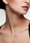 Morganite and White Topaz Floral Necklace in Rose Plated Sterling Silver