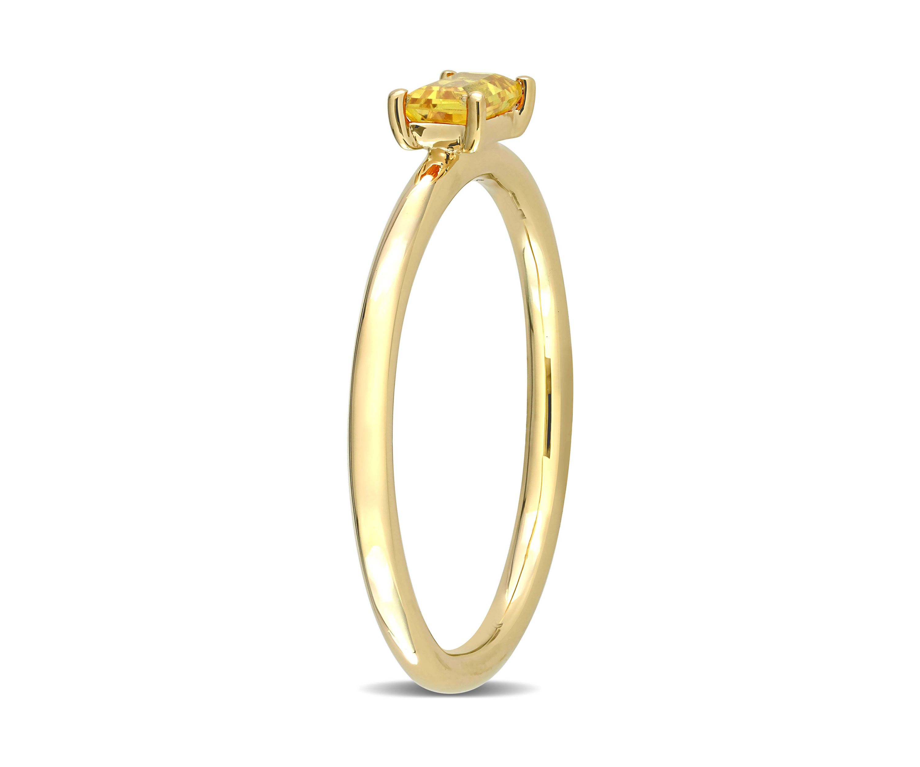1/3 CT TGW Baguette Yellow Sapphire Solitaire Stackable Ring in 10k Yellow Gold