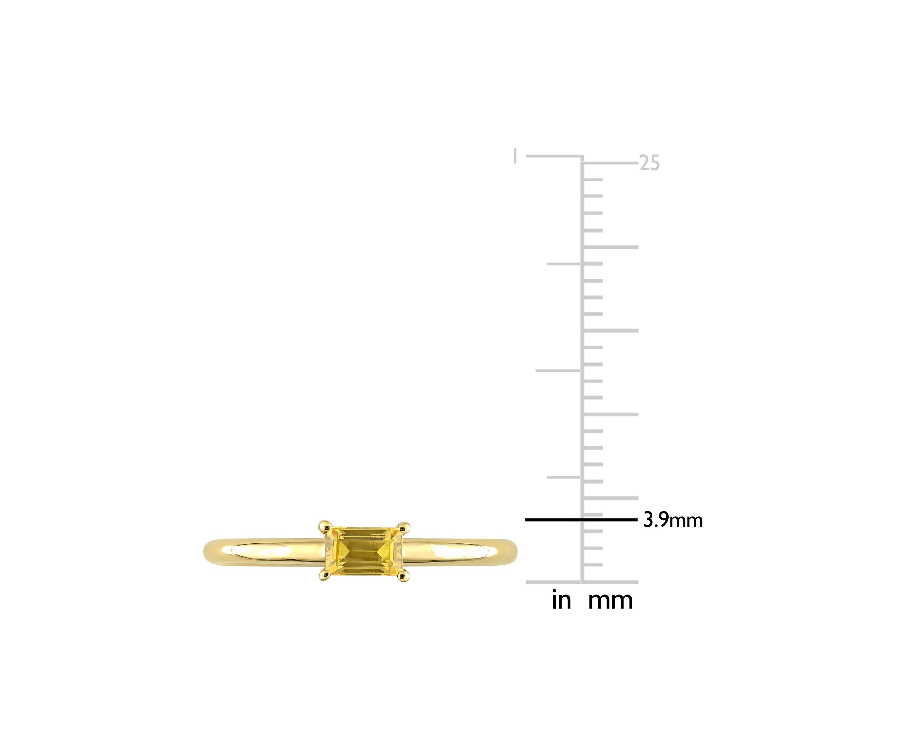 1/3 CT TGW Baguette Yellow Sapphire Solitaire Stackable Ring in 10k Yellow Gold