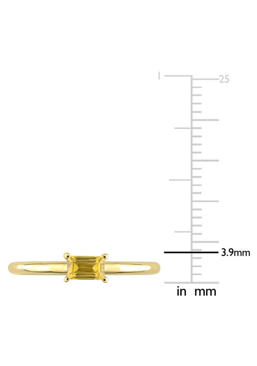 1/3 CT TGW Baguette Yellow Sapphire Solitaire Stackable Ring in 10k Yellow Gold