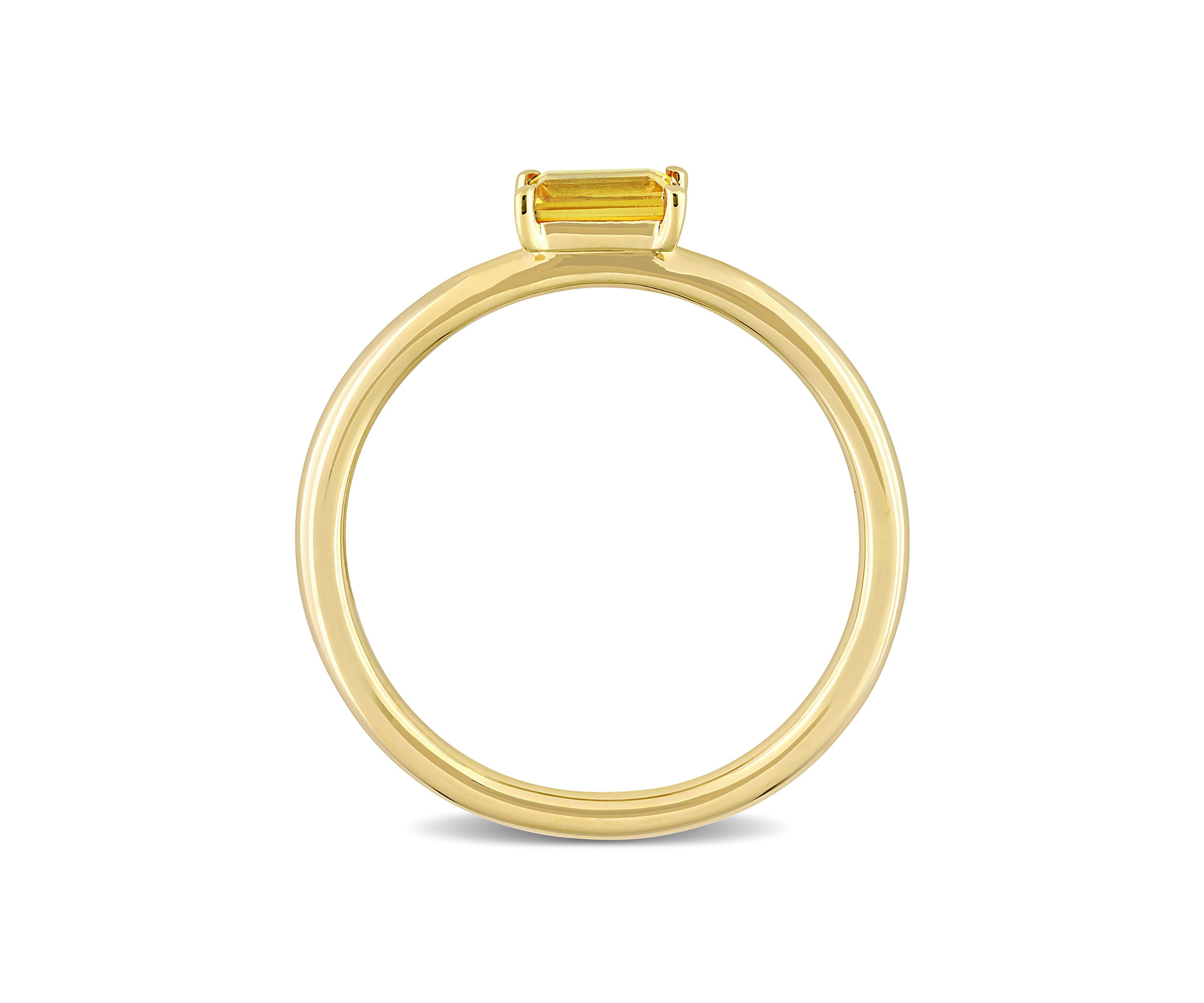 1/3 CT TGW Baguette Yellow Sapphire Solitaire Stackable Ring in 10k Yellow Gold