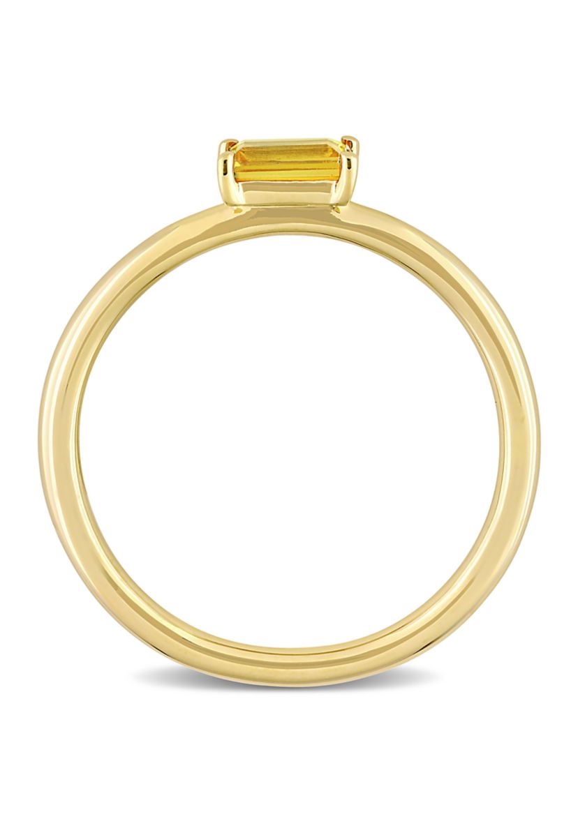 1/3 CT TGW Baguette Yellow Sapphire Solitaire Stackable Ring in 10k Yellow Gold