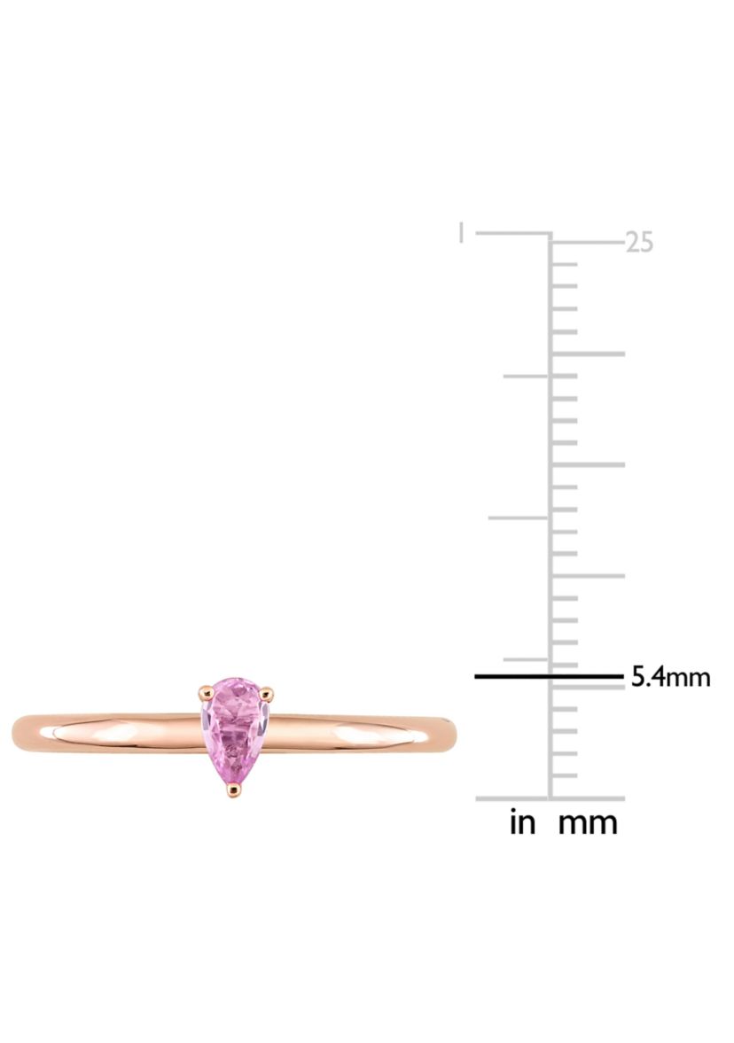 1/4 CT TGW Pink Sapphire Pear Solitaire Stackable Ring in 10k Rose Gold