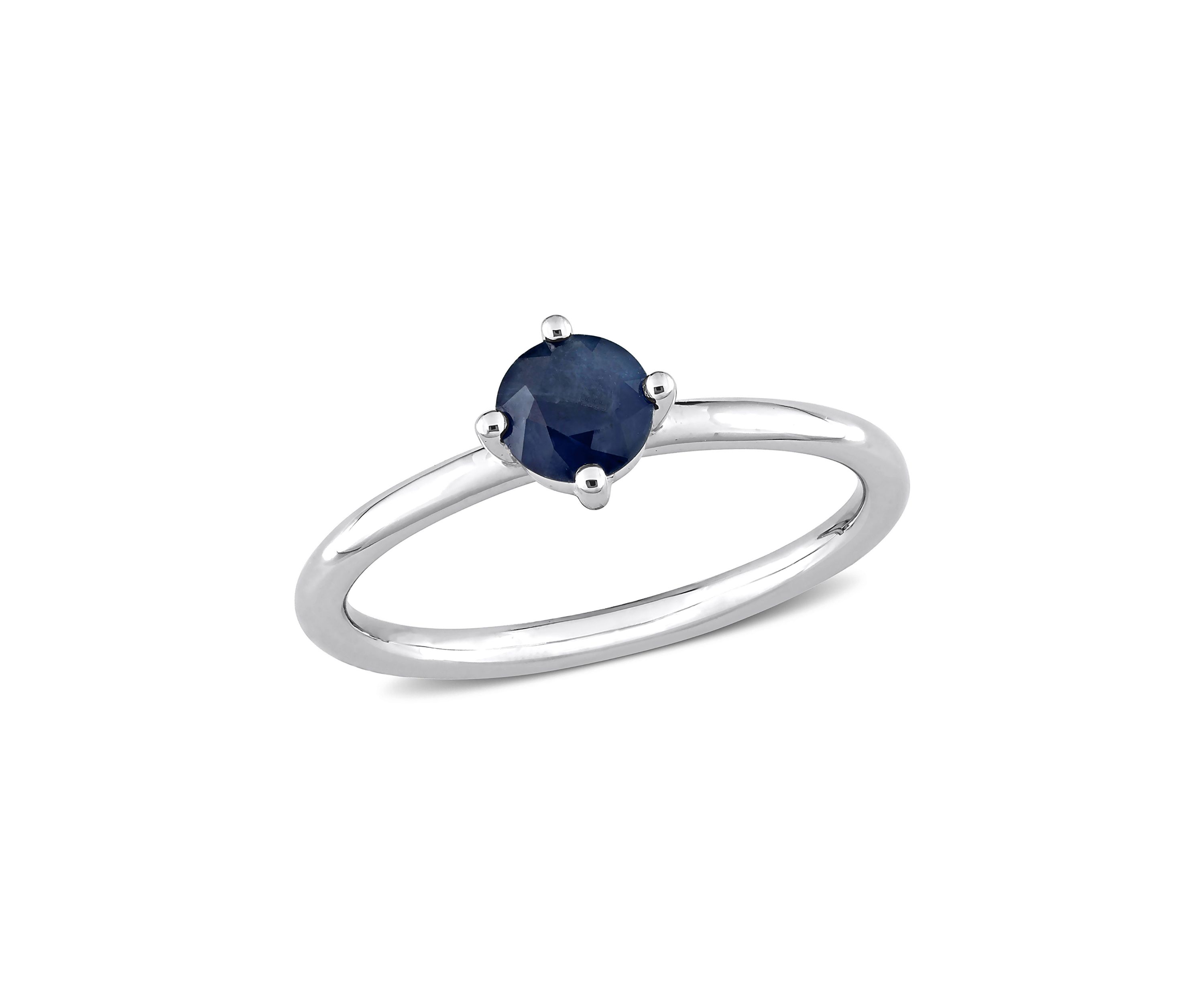 5/8 CT TGW Sapphire Solitaire Stackable Ring in 10k White Gold