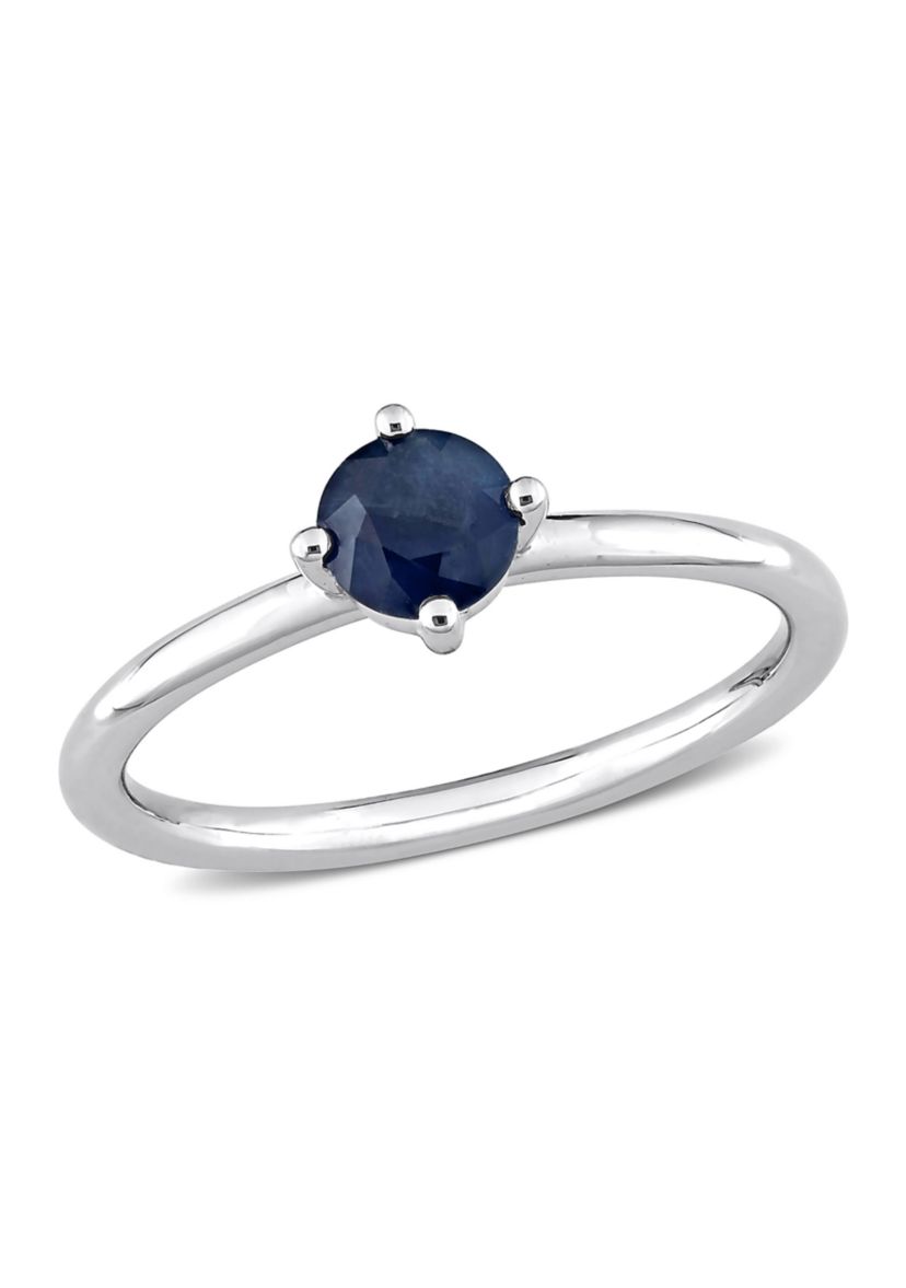 5/8 CT TGW Sapphire Solitaire Stackable Ring in 10k White Gold