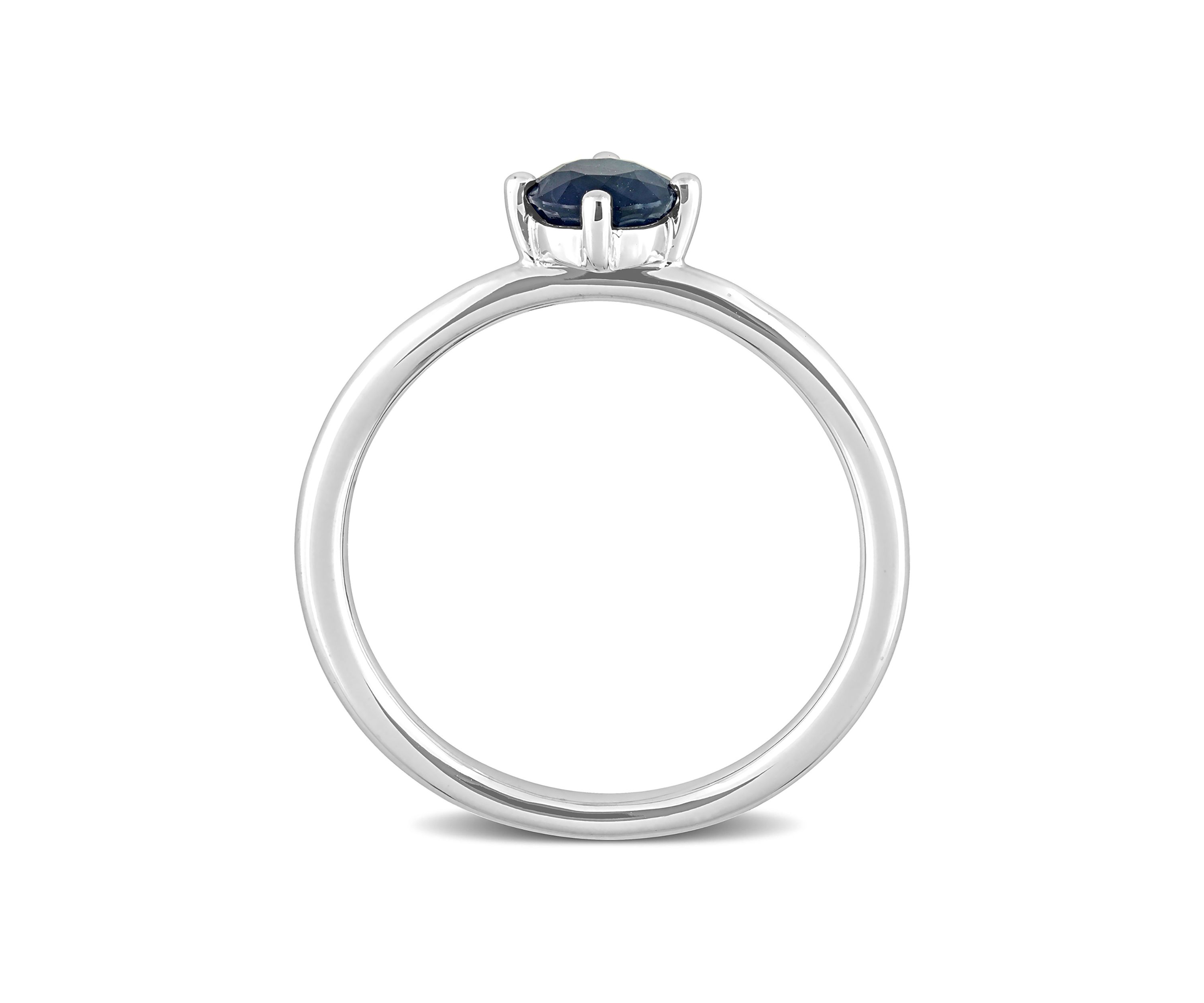 5/8 CT TGW Sapphire Solitaire Stackable Ring in 10k White Gold