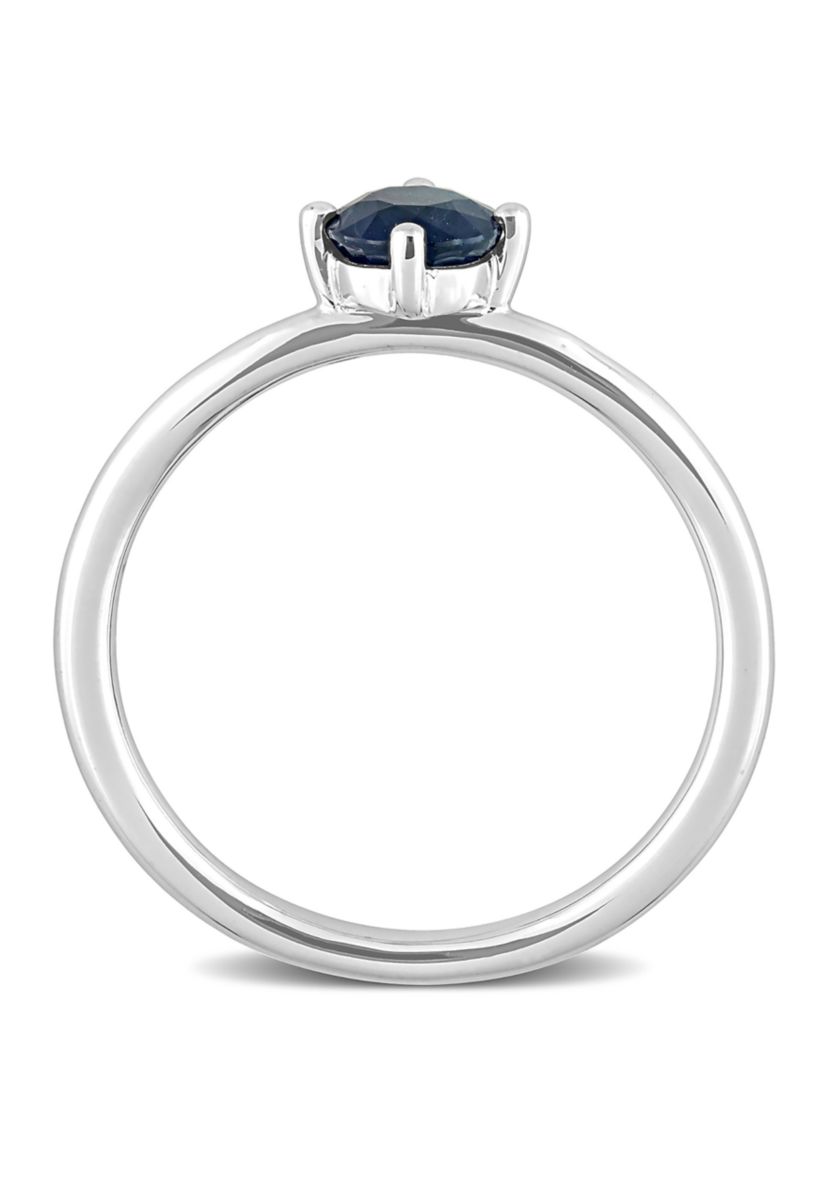5/8 CT TGW Sapphire Solitaire Stackable Ring in 10k White Gold