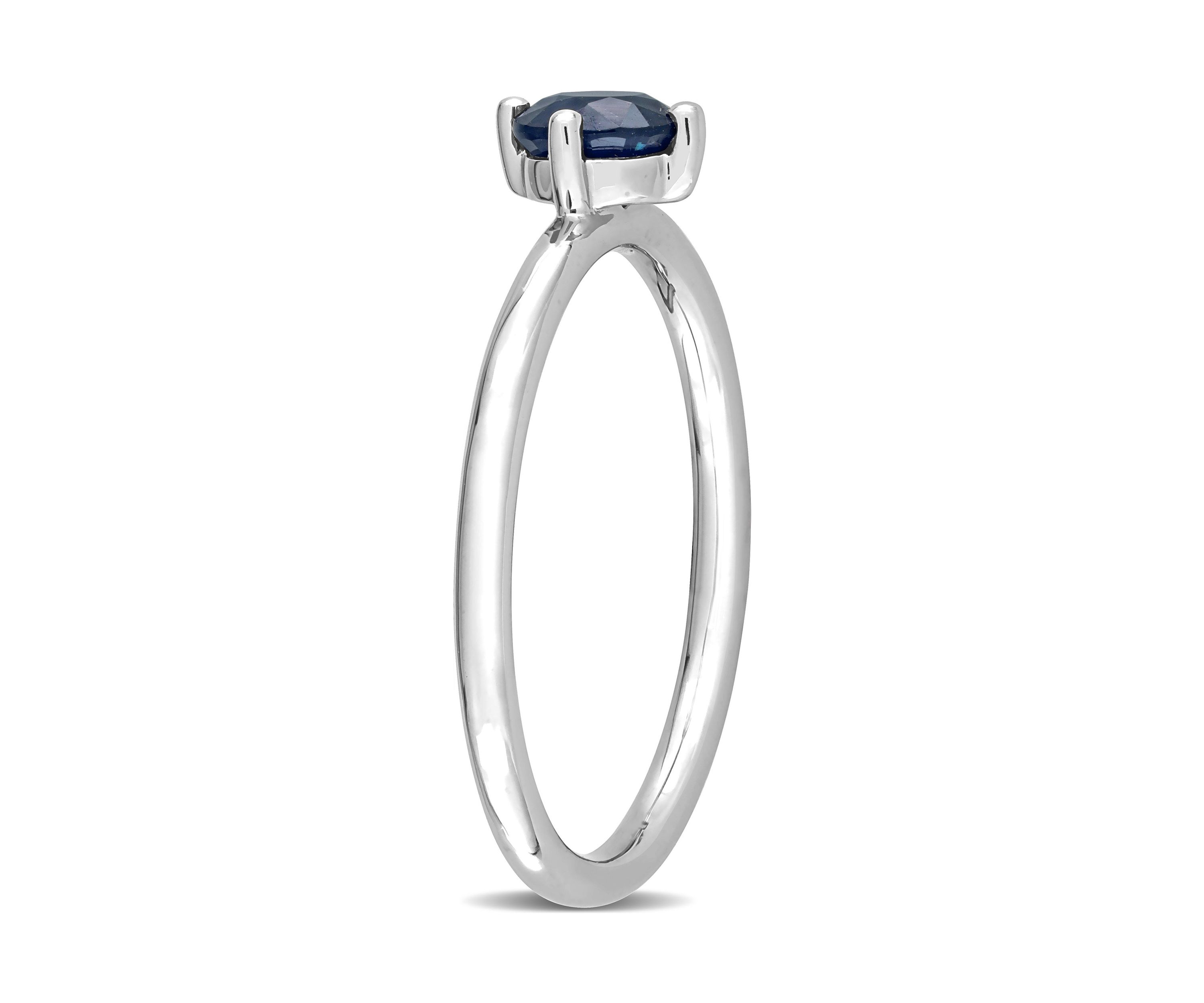 5/8 CT TGW Sapphire Solitaire Stackable Ring in 10k White Gold