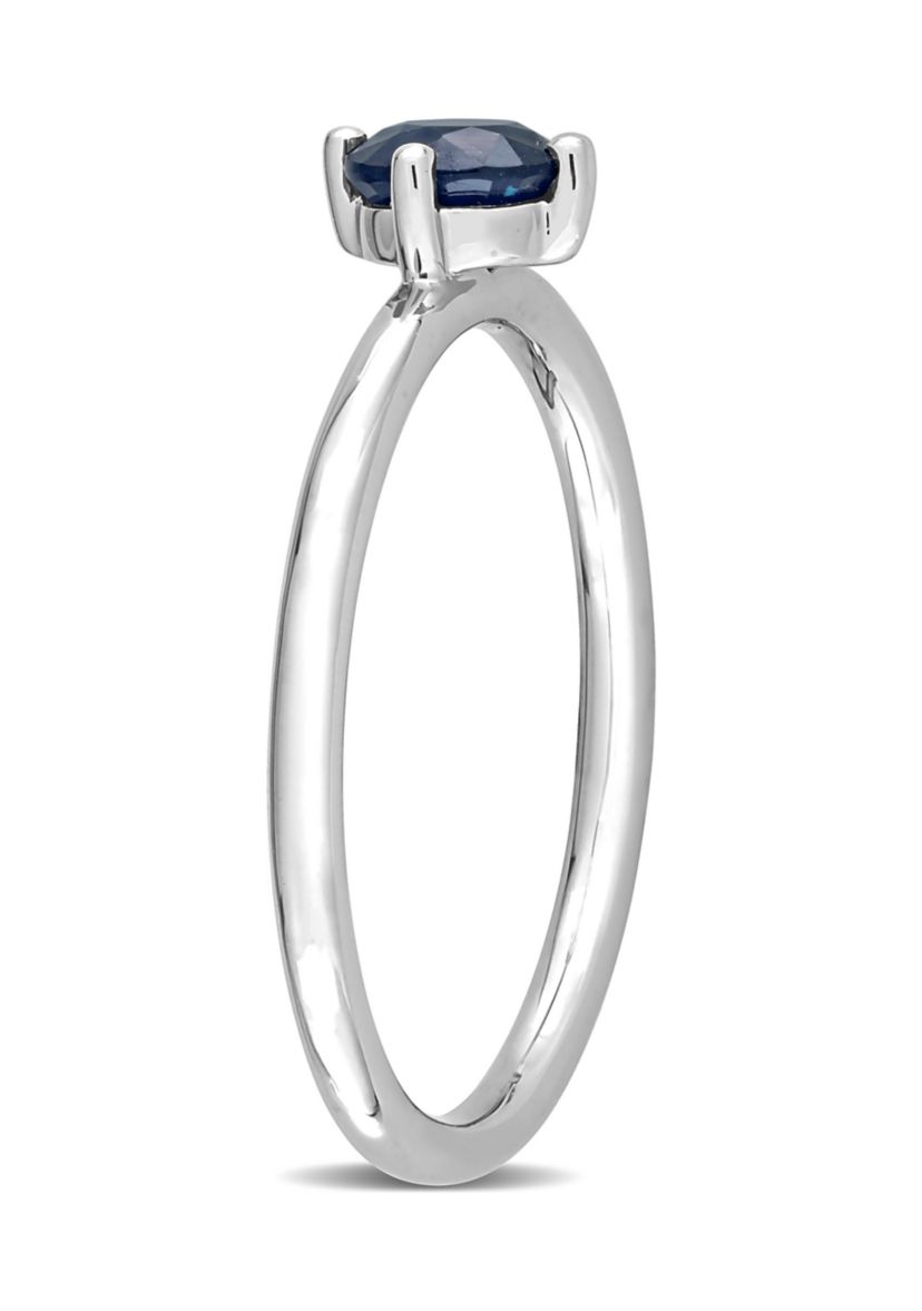 5/8 CT TGW Sapphire Solitaire Stackable Ring in 10k White Gold