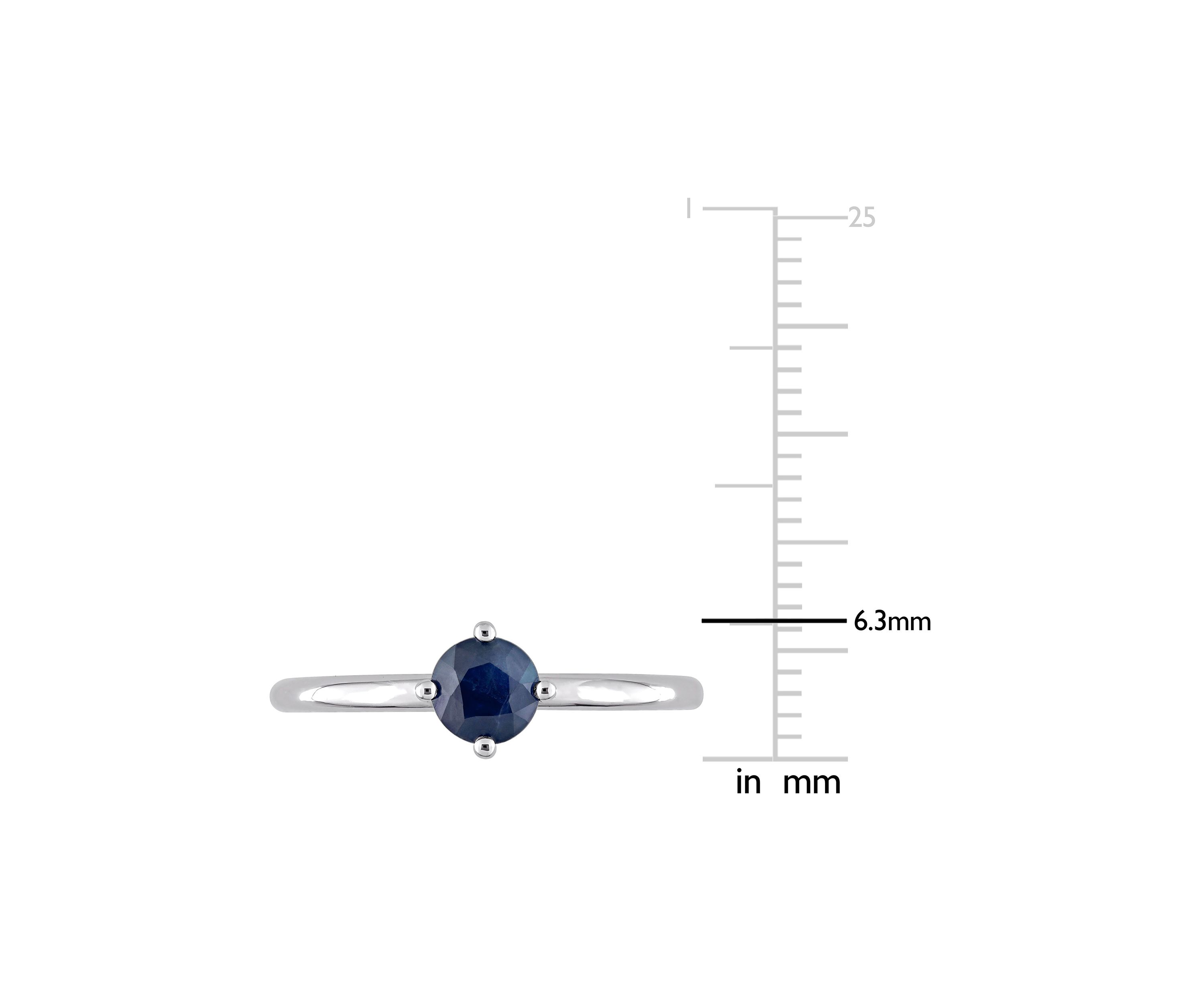 5/8 CT TGW Sapphire Solitaire Stackable Ring in 10k White Gold