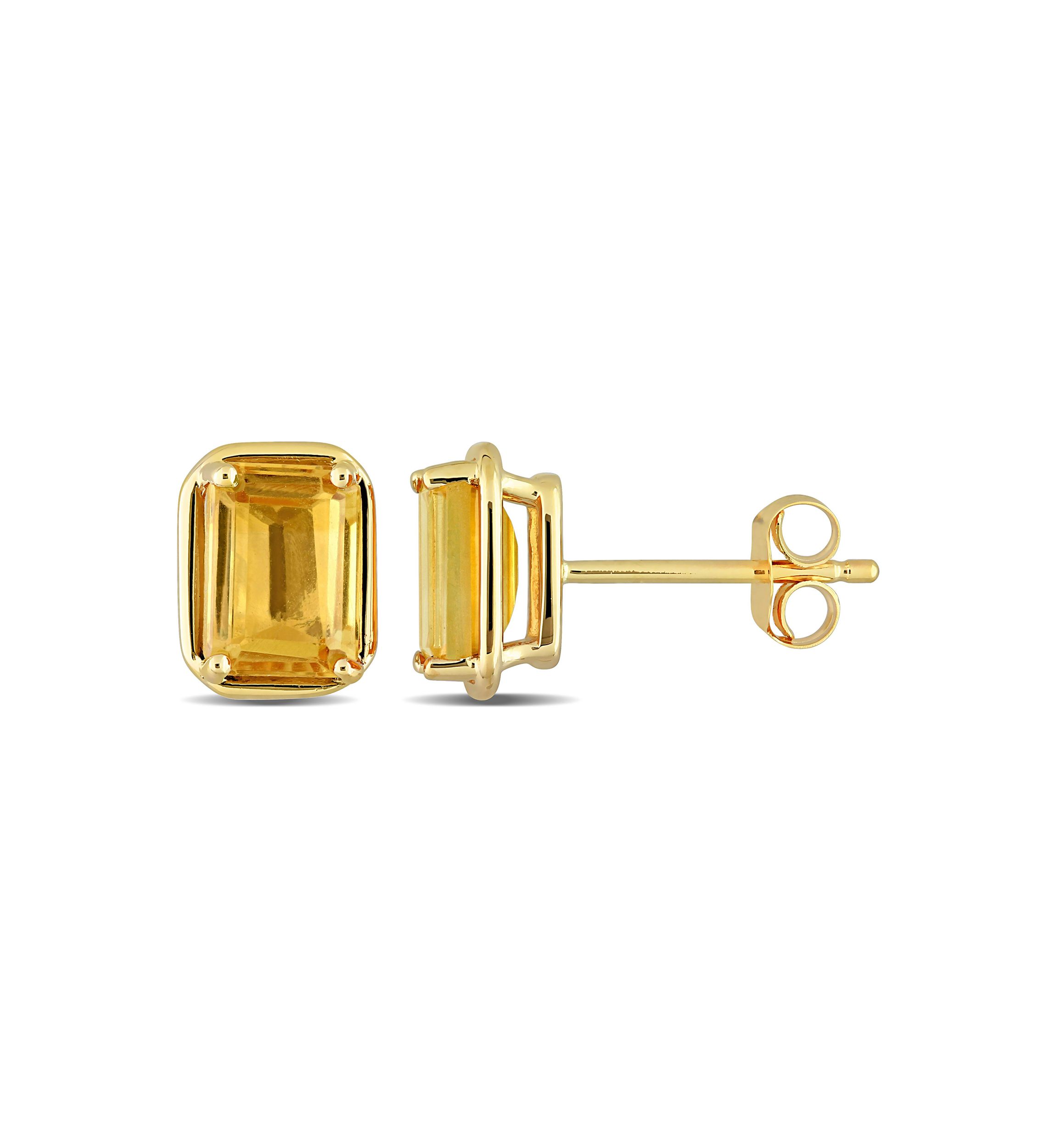 2.25 CT TGW Citrine Octagon Stud Earrings in 14k Yellow Gold