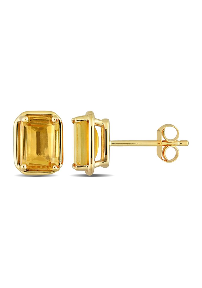 2.25 CT TGW Citrine Octagon Stud Earrings in 14k Yellow Gold