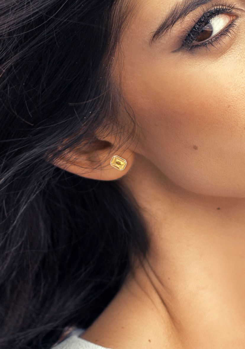 2.25 CT TGW Citrine Octagon Stud Earrings in 14k Yellow Gold
