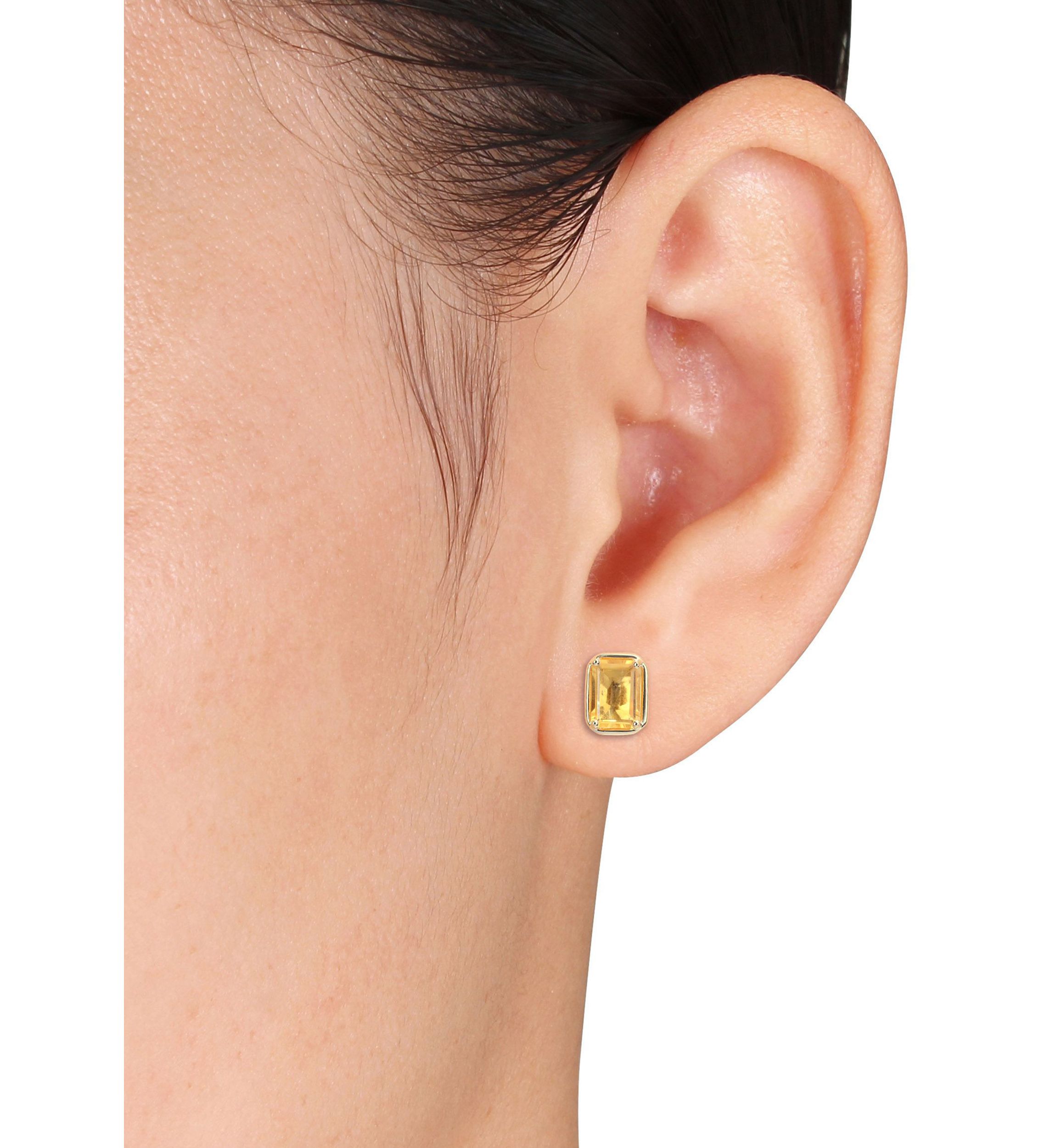 2.25 CT TGW Citrine Octagon Stud Earrings in 14k Yellow Gold
