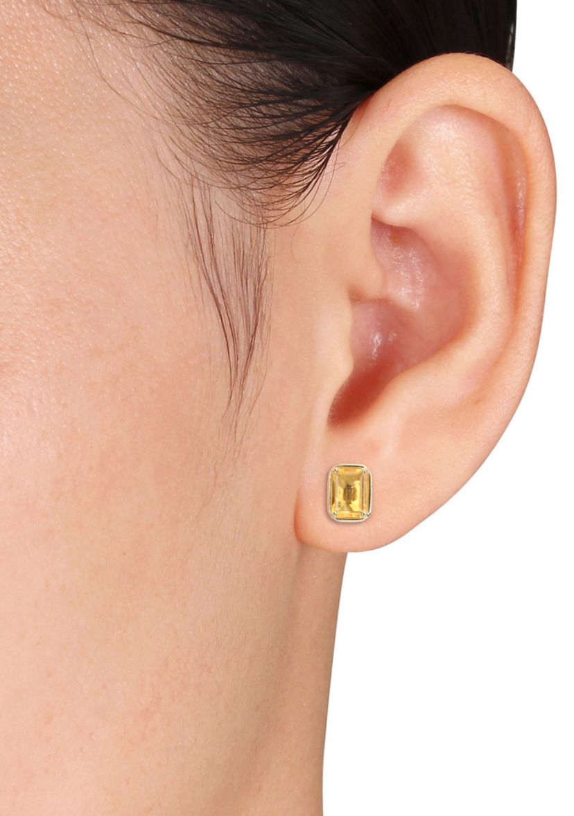 2.25 CT TGW Citrine Octagon Stud Earrings in 14k Yellow Gold