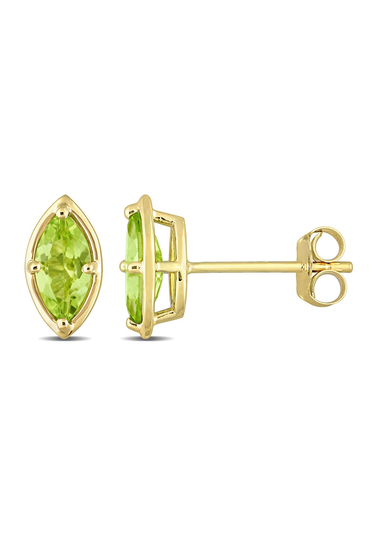 4/5 CT TGW Peridot Marquise Stud Earrings in 14k Yellow Gold