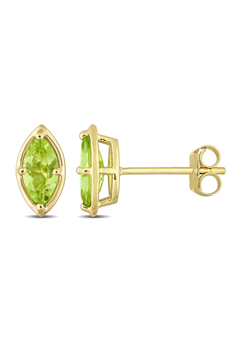 4/5 CT TGW Peridot Marquise Stud Earrings in 14k Yellow Gold