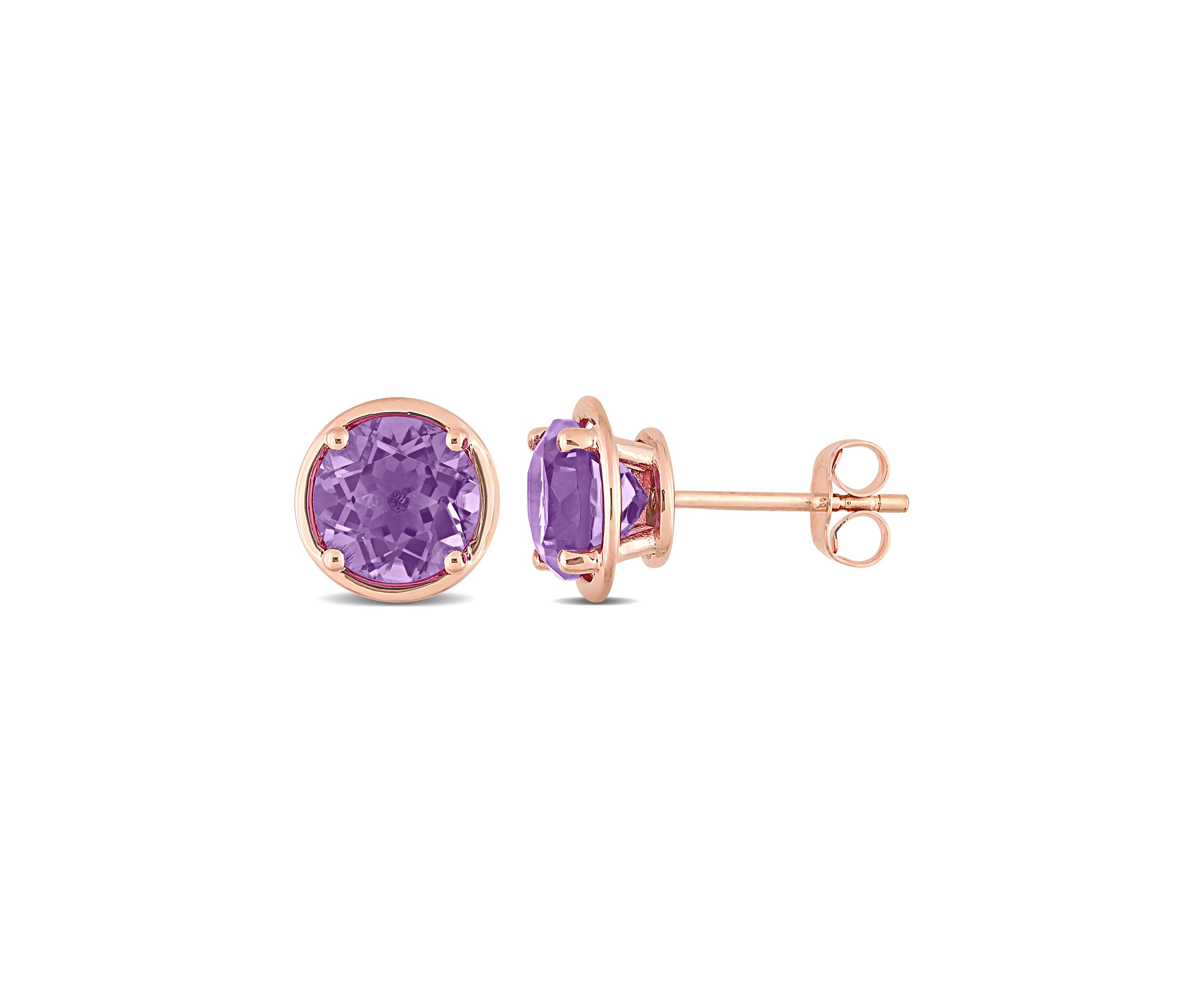 2.6 CT TGW Amethyst Stud Earrings in 14k Rose Gold