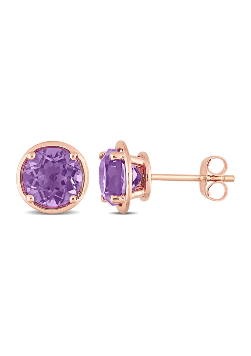2.6 CT TGW Amethyst Stud Earrings in 14k Rose Gold