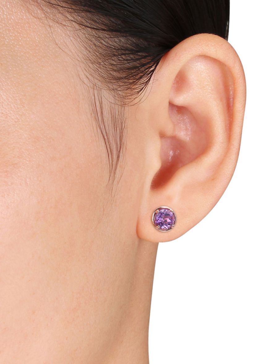 2.6 CT TGW Amethyst Stud Earrings in 14k Rose Gold