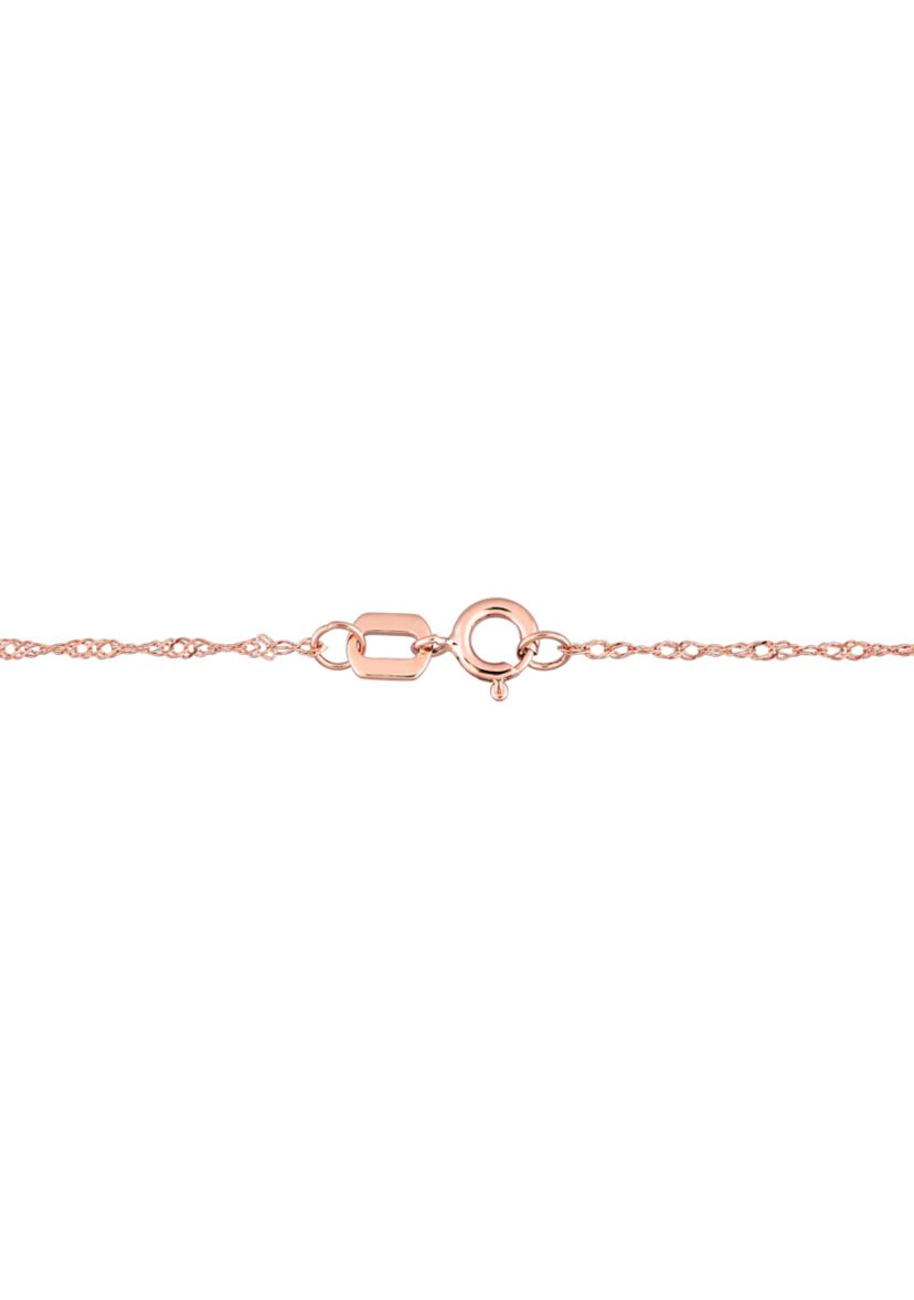 3/4 CT TGW Amethyst and 1/10 CT TW Diamond Oval Halo Necklace in 10k Rose Gold