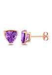1.9 ct. t.w. Amethyst Trillion Stud Earrings in 14k Rose Gold
