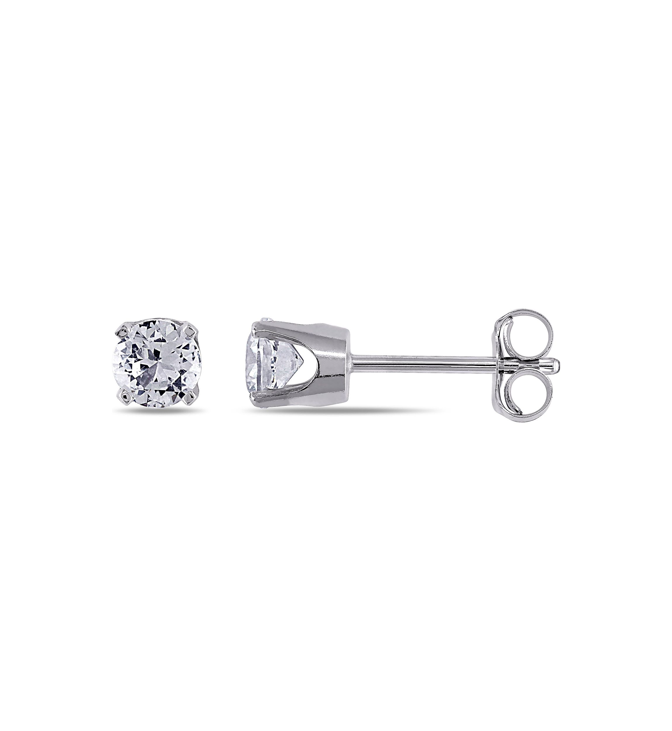 Lab Created 3/4 CT TGW Created White Sapphire Stud Earrings in 10k White Gold