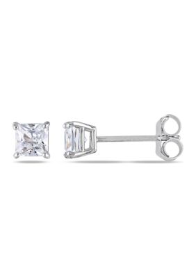 Belk & Co Lab Created 1/2 CT TGW Created White Sapphire Square Stud Earrings in 10k White Gold