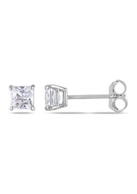Belk & Co Lab Created 1/2 Ct Tgw Created White Sapphire Square Stud Earrings In 10K White Gold