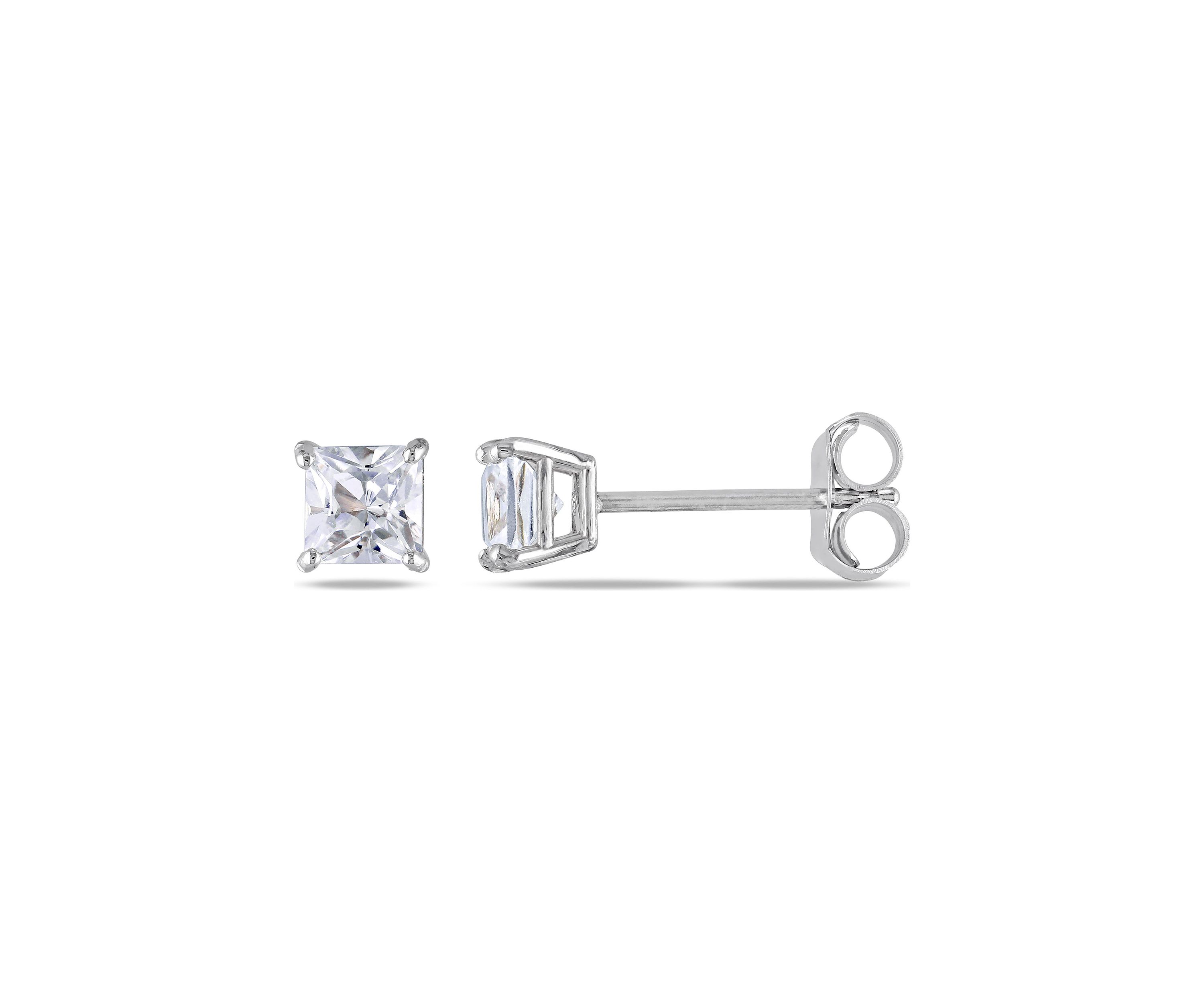 Lab Created 1/2 CT TGW Created White Sapphire Square Stud Earrings in 10k White Gold