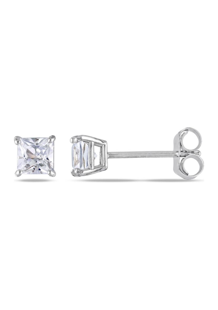 Lab Created 1/2 CT TGW Created White Sapphire Square Stud Earrings in 10k White Gold