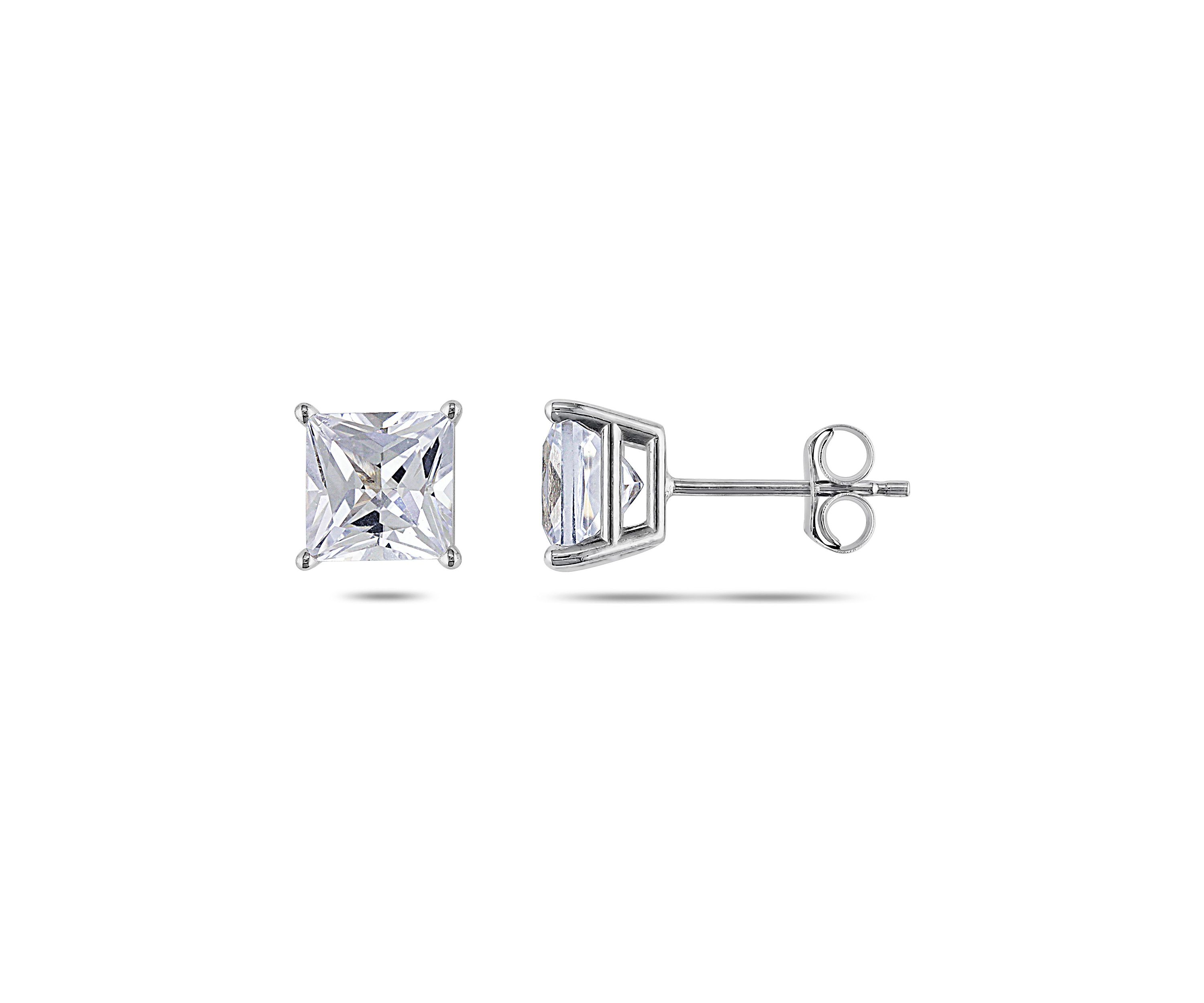 Lab Created 2.14 CT TGW Created White Sapphire Square Stud Earrings in 10k White Gold