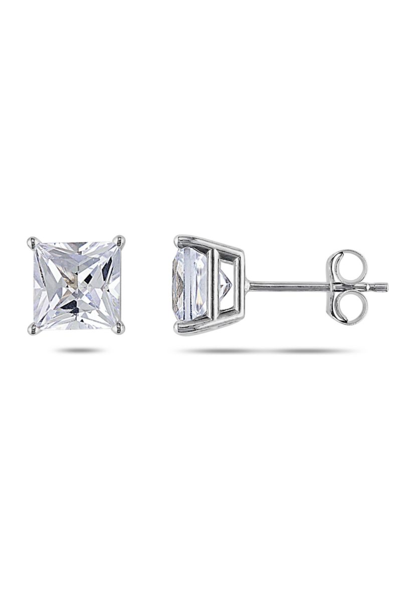 Lab Created 2.14 CT TGW Created White Sapphire Square Stud Earrings in 10k White Gold