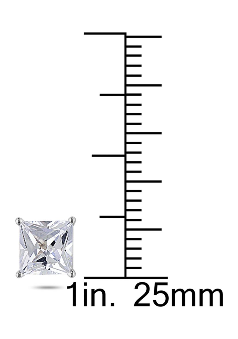 Lab Created 2.14 CT TGW Created White Sapphire Square Stud Earrings in 10k White Gold