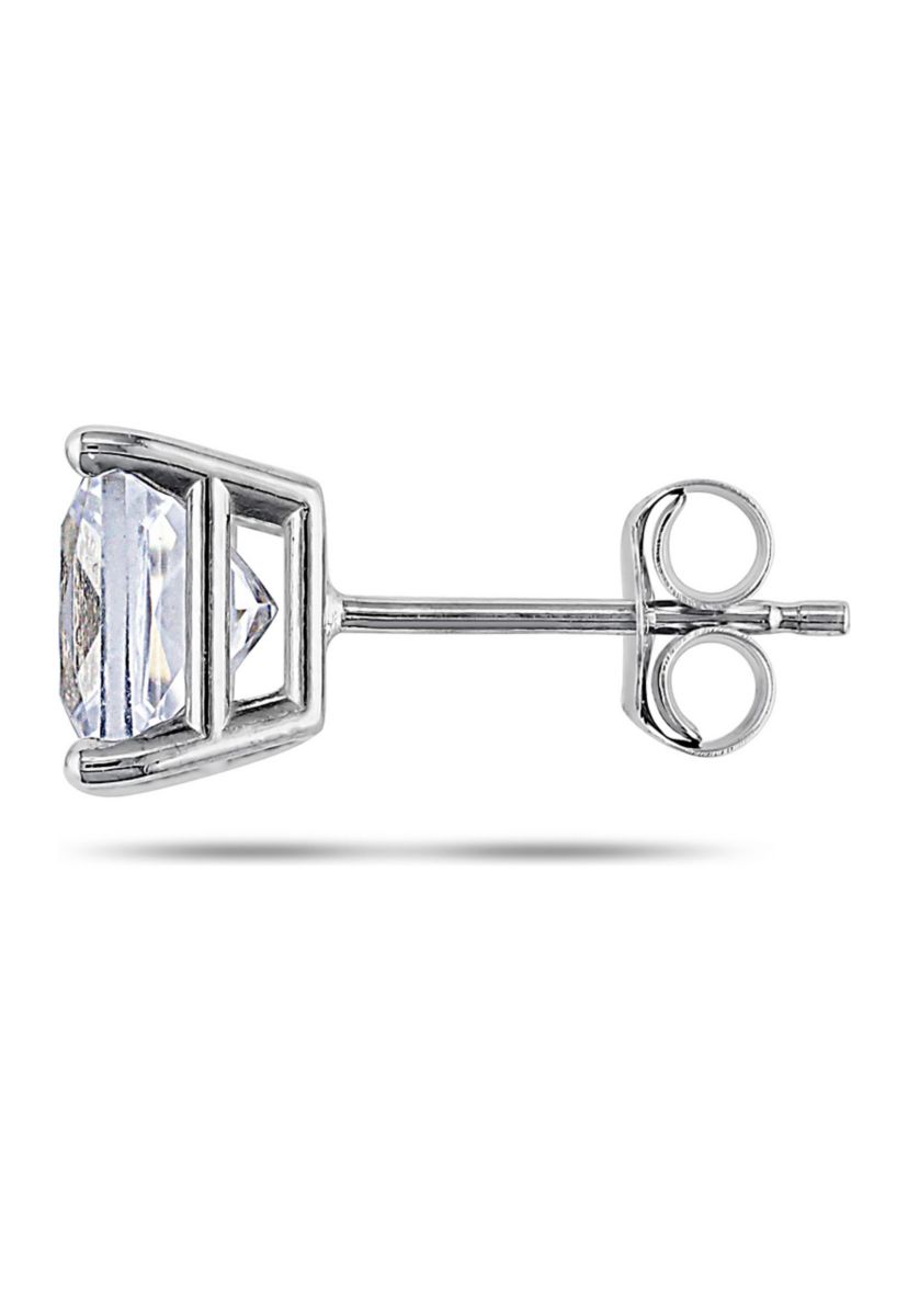 Lab Created 2.14 CT TGW Created White Sapphire Square Stud Earrings in 10k White Gold