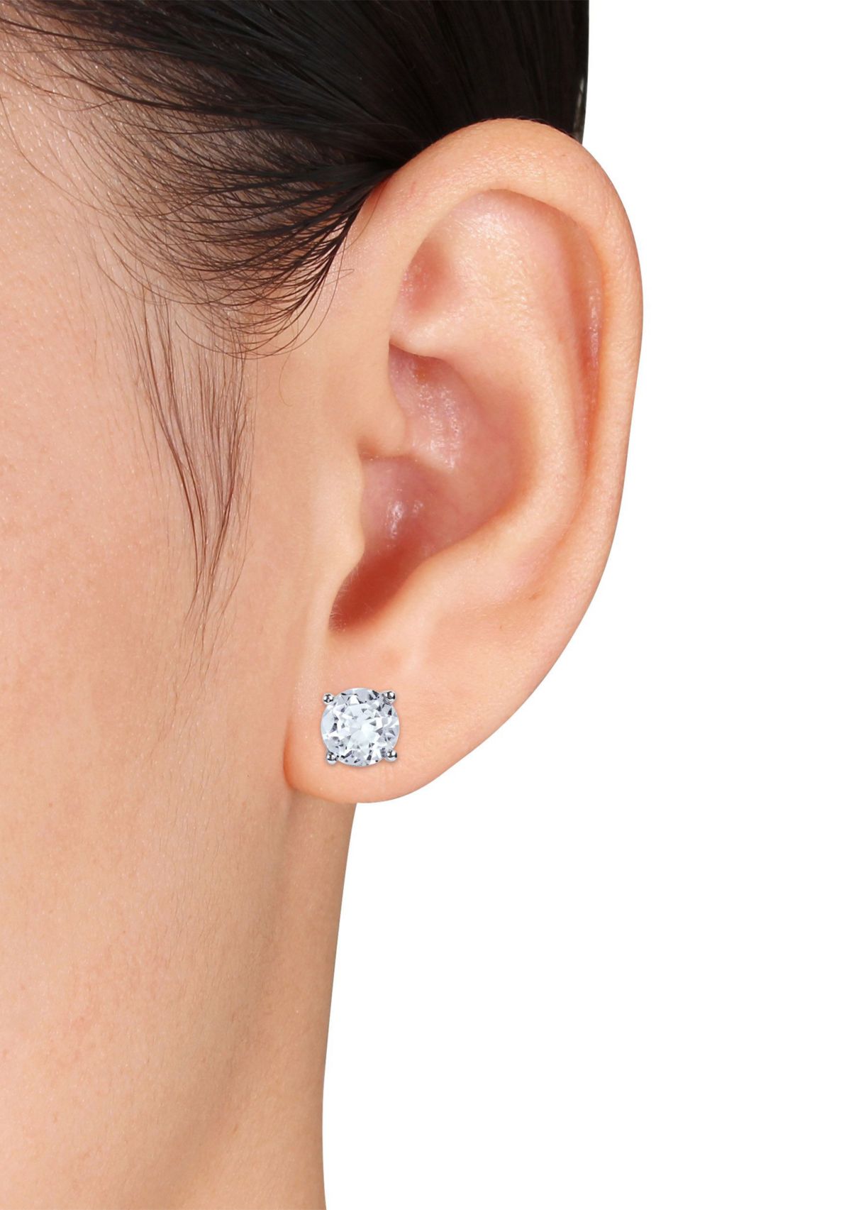 Lab Created 4.8 CT TGW Created White Sapphire Stud Earrings in Sterling Silver