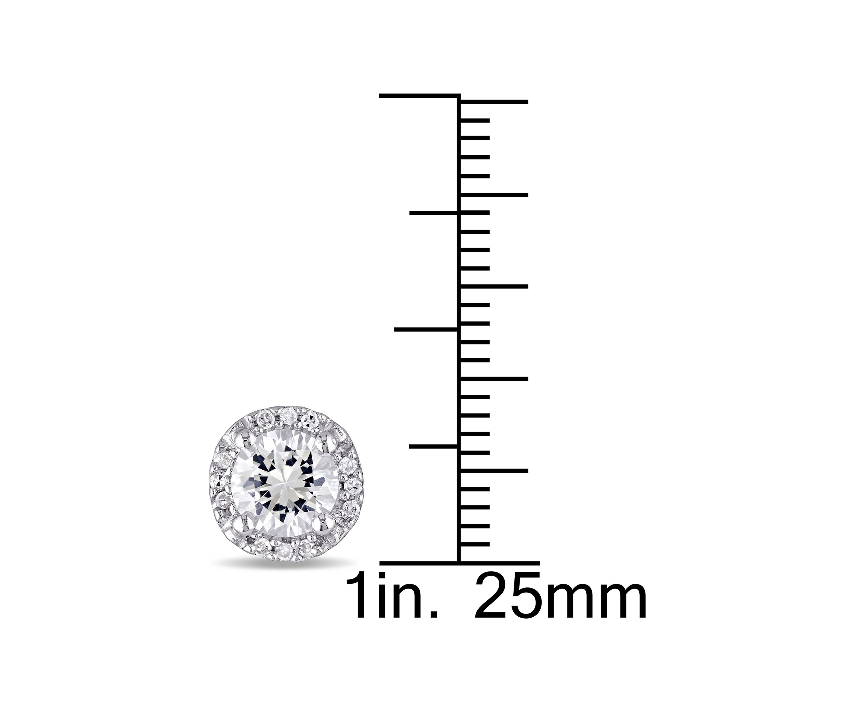 Lab Created 1.3 CT TGW Created White Sapphire and Diamond Accent Stud Earrings in Sterling Silver