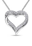 Lab Created 5/8 CT TGW Created White Sapphire Crossover Heart Necklace in Sterling Silver