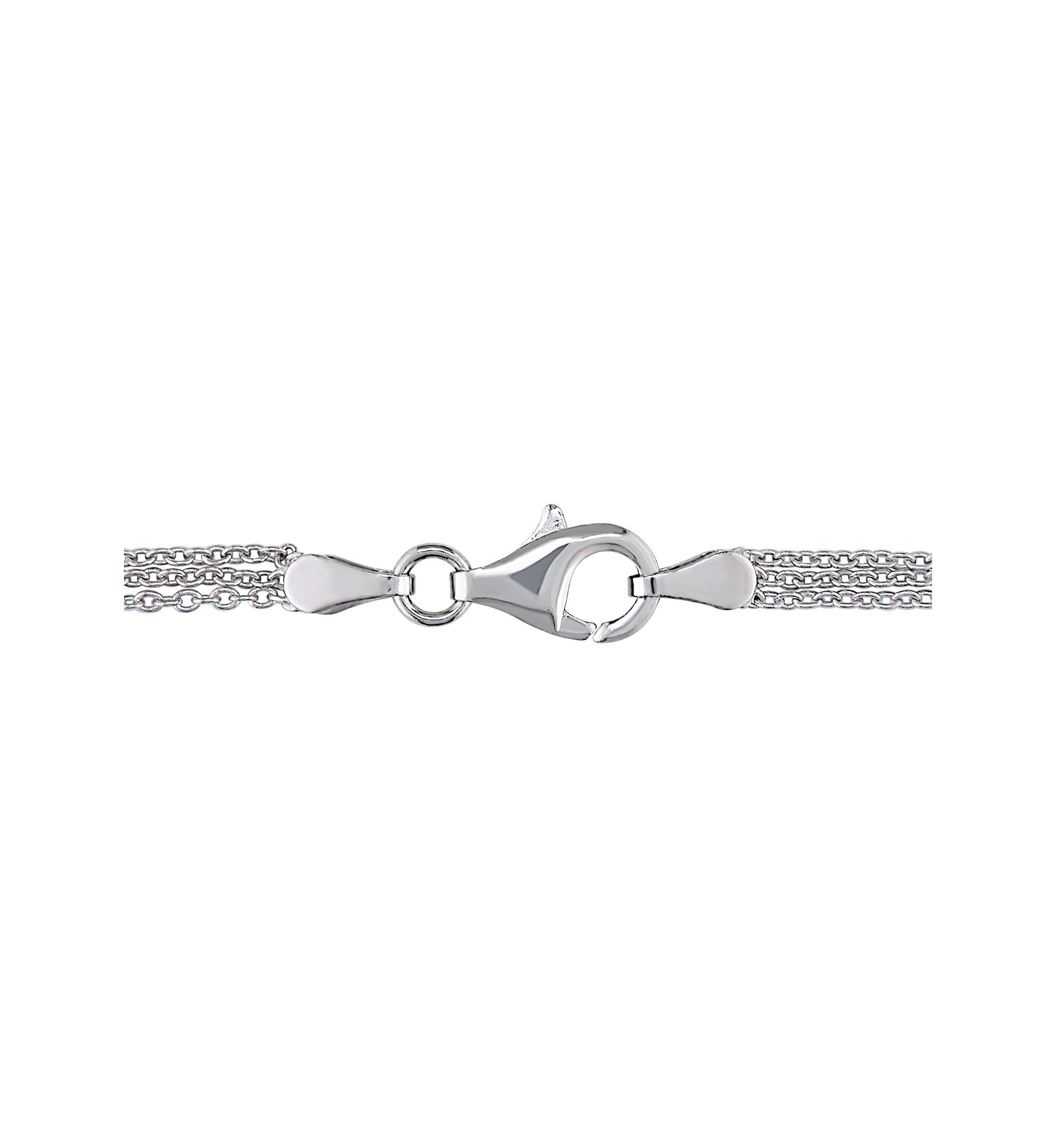 Lab Created 3.5 CT TGW Created White Sapphire Heart Triple-Strand Chain Necklace in Sterling Silver