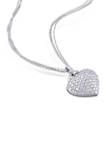 Lab Created 3.5 ct. t.w. Created White Sapphire Heart Triple-Strand Chain Necklace in Sterling Silver