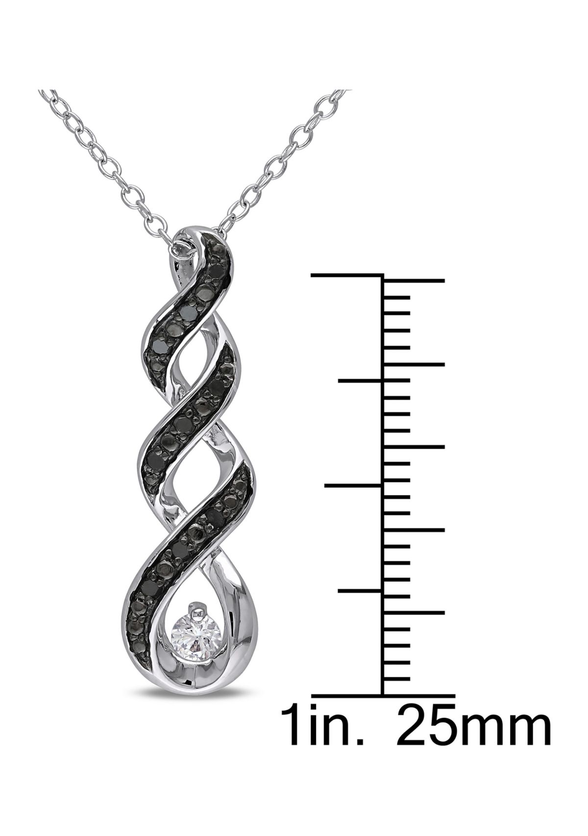 Lab Created 1/6 CT TGW Created White Sapphire and 1/10 CT TW Black Diamond Twist Infinity Necklace in Sterling Silver