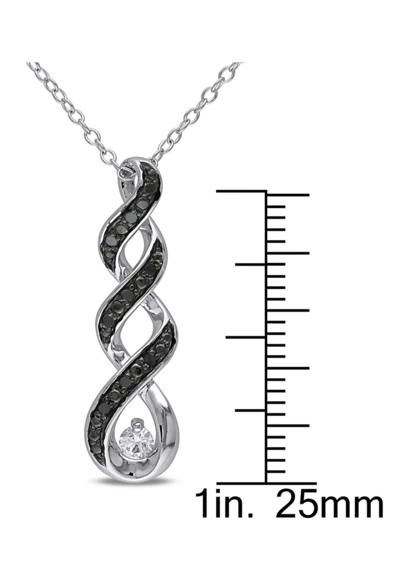 Lab Created 1/6 CT TGW Created White Sapphire and 1/10 CT TW Black Diamond Twist Infinity Necklace in Sterling Silver