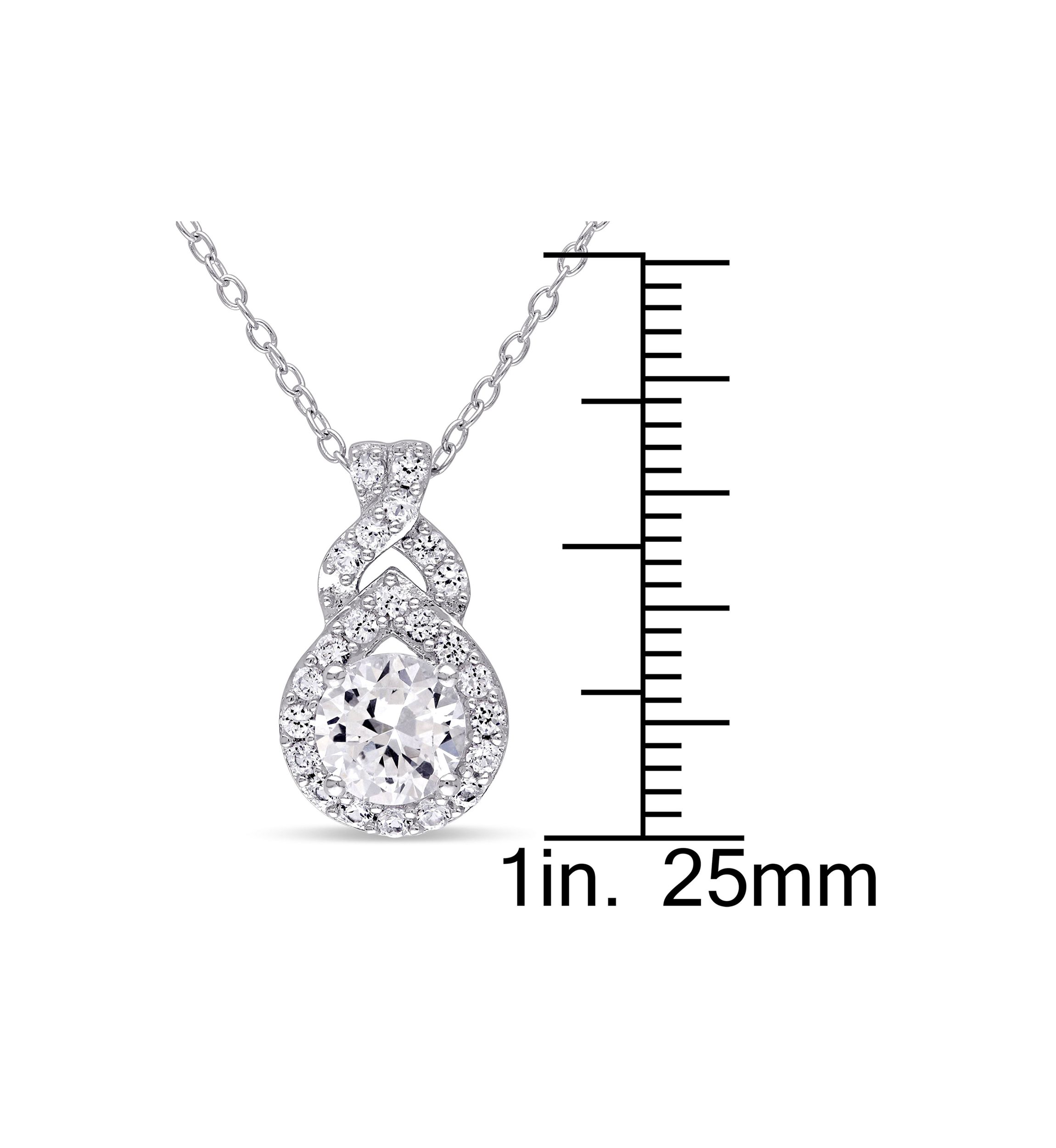 Lab Created 1.8 CT TGW Created White Sapphire Teardrop Halo Necklace in Sterling Silver