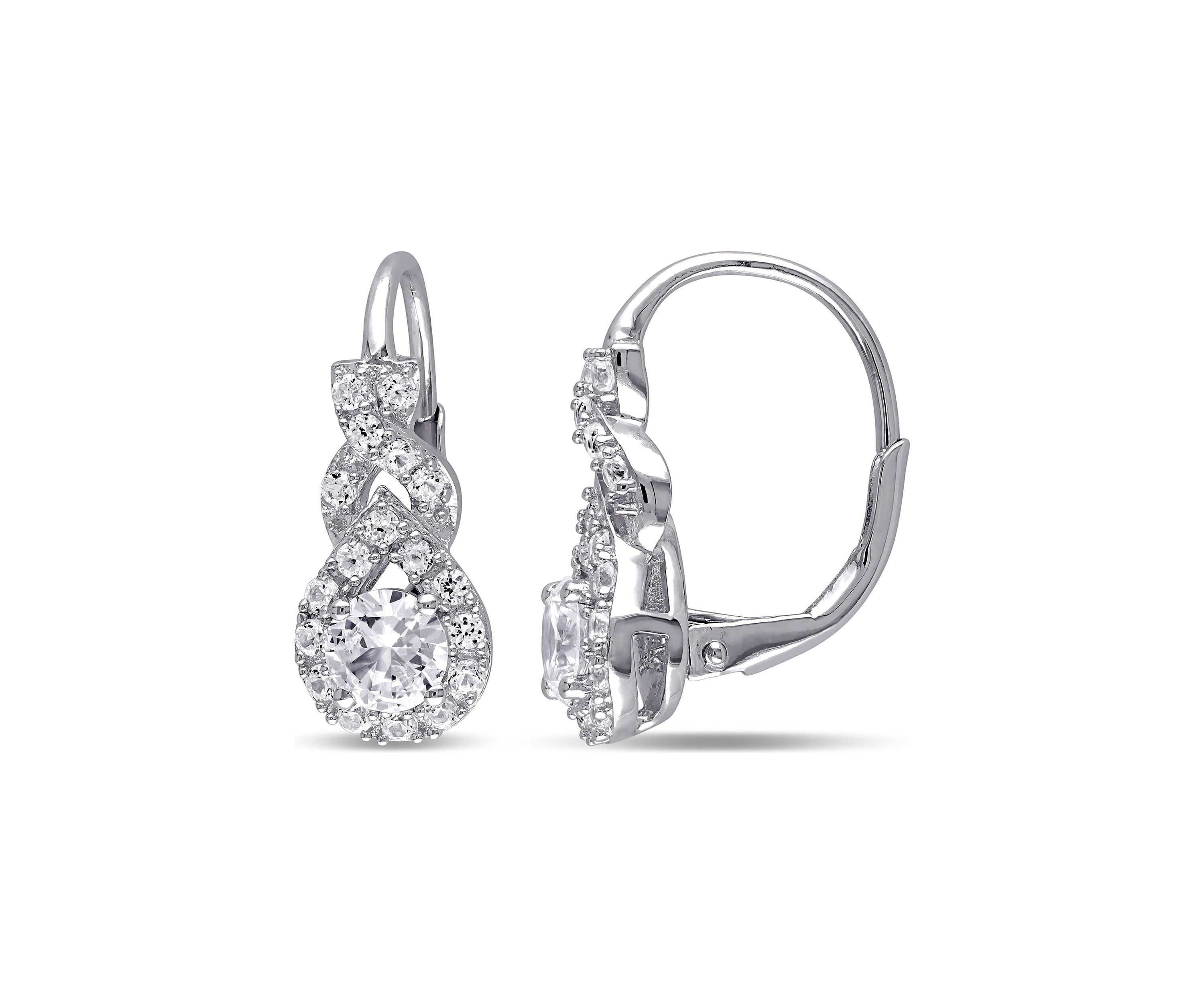 Lab Created 2 CT TGW Created White Sapphire Twist Drop Earrings in Sterling Silver