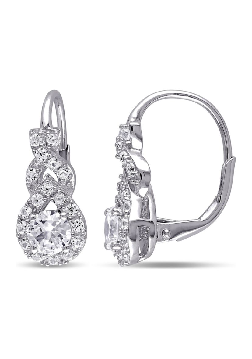Lab Created 2 CT TGW Created White Sapphire Twist Drop Earrings in Sterling Silver
