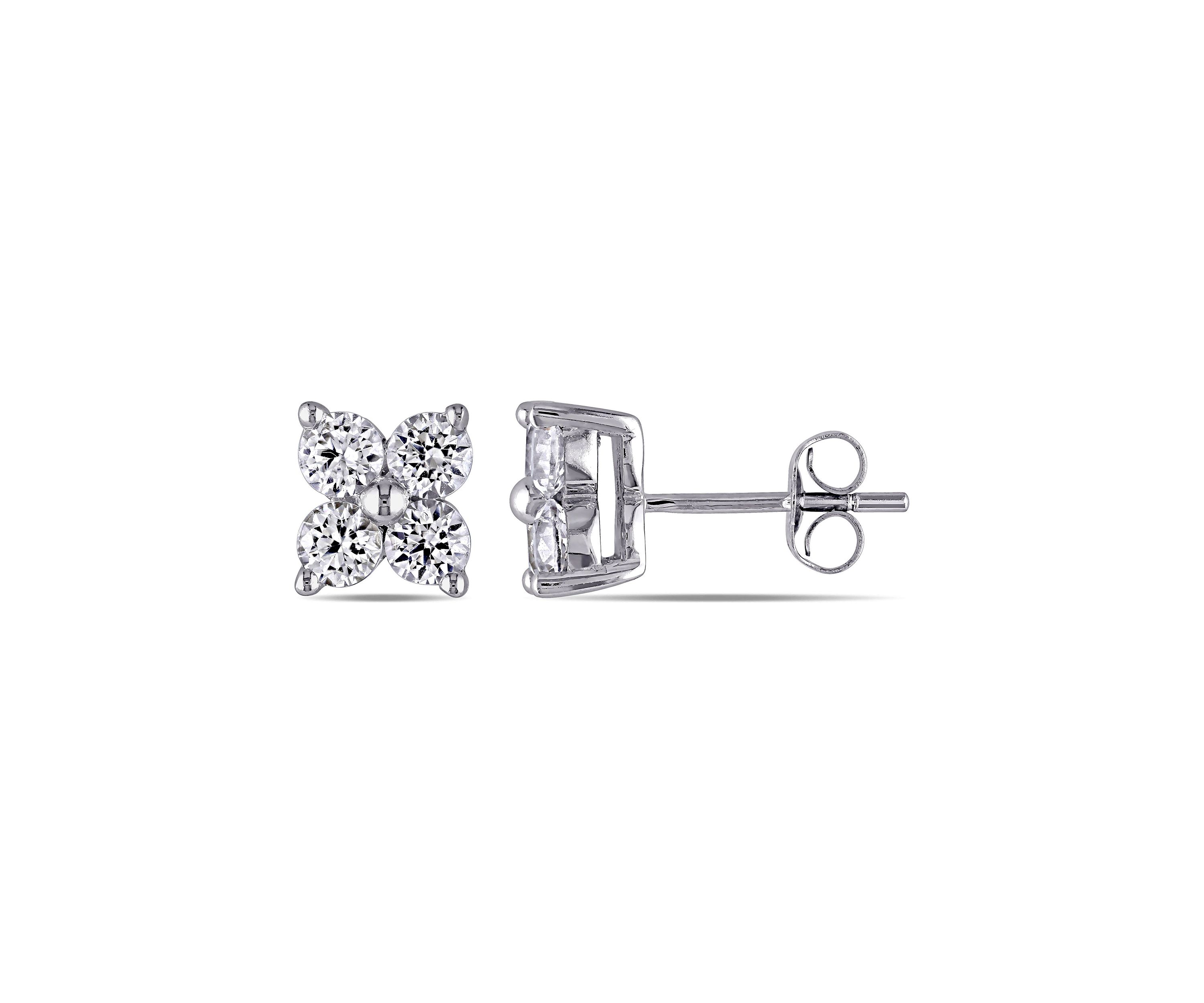 Lab Created 1.8 CT TGW Created White Sapphire Floral Stud Earrings in 10k White Gold